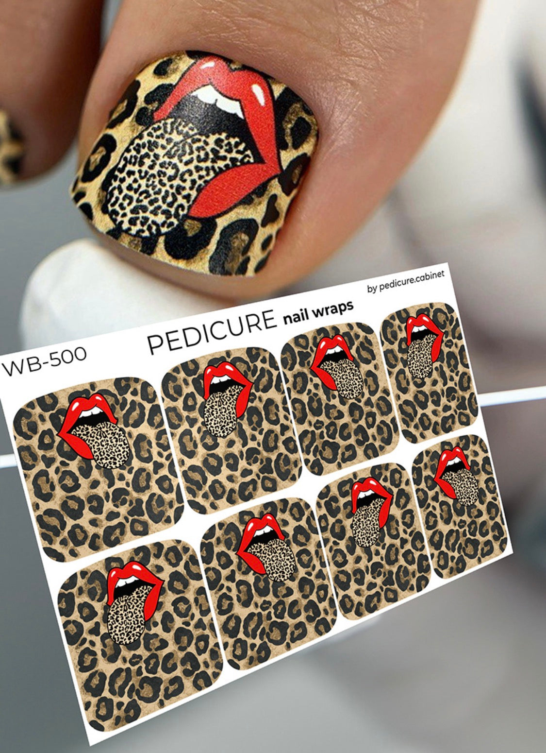 Pedicure Lips. Leo Tongue. Large. Nail wraps WB-500
