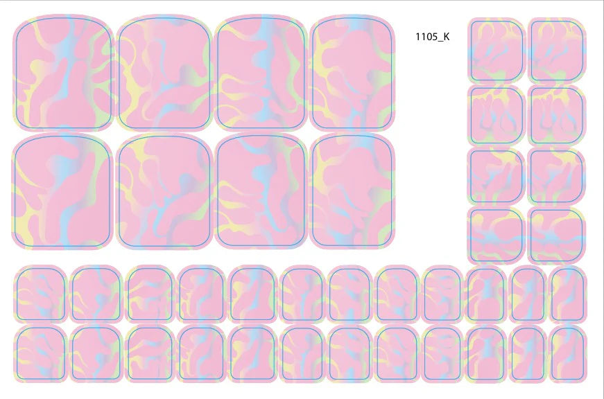 Large nail decoration films for pedicure - 1105D