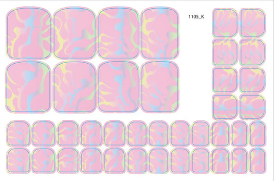 Large nail decoration films for pedicure - 1105D
