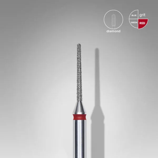 Diamond nail drill bit, “needle”, red, head diameter 1 mm, working part 10 mm