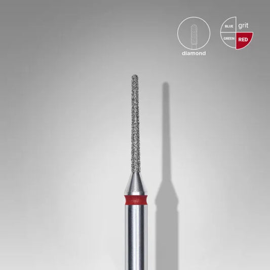 Diamond nail drill bit, “needle”, red, head diameter 1 mm, working part 10 mm