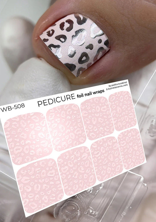 Pedicure Leo. Beige. Colored Foil. Large. Nail wraps WB-508