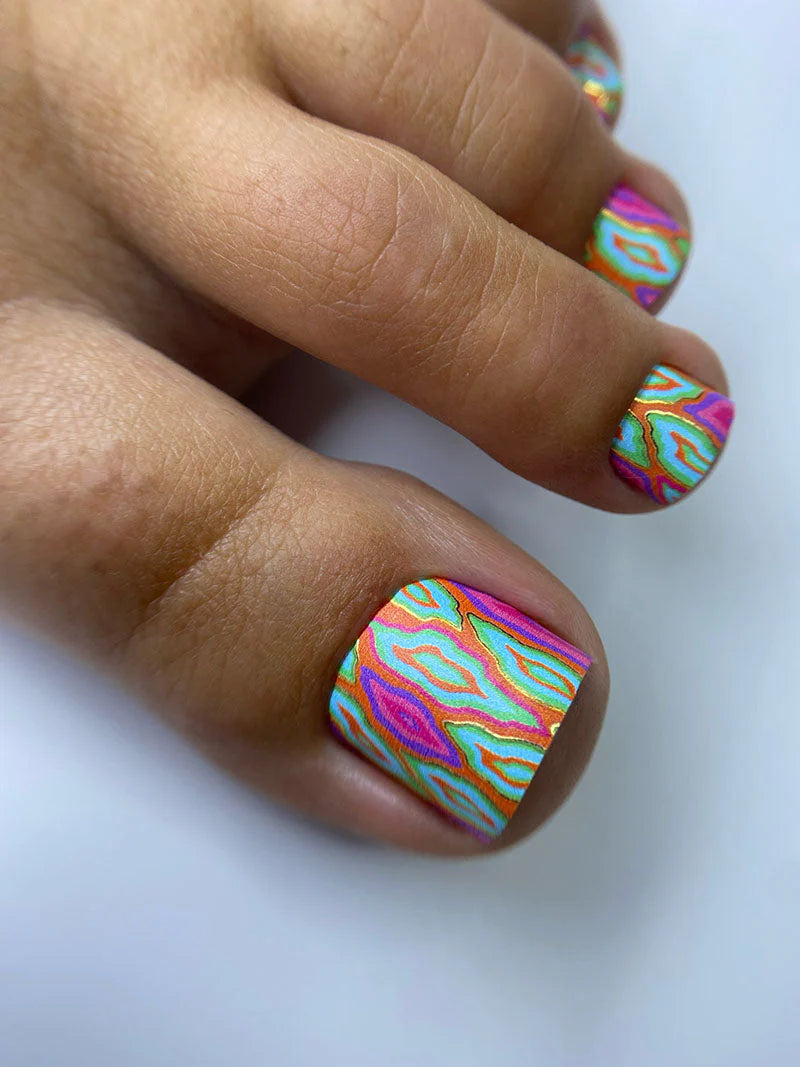 Pedicure Elongated Ovals. Gold Foil. Large. Nail wrap WB-705