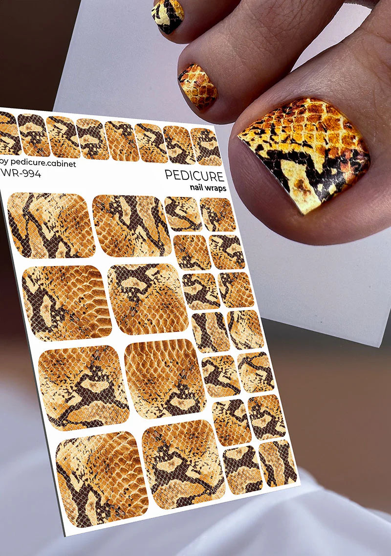 Pedicure Leo. Black stripes. Nail wrap WR-857