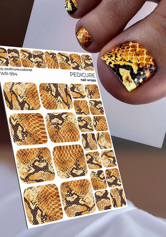 Pedicure Leo. Black stripes. Nail wrap WR-857