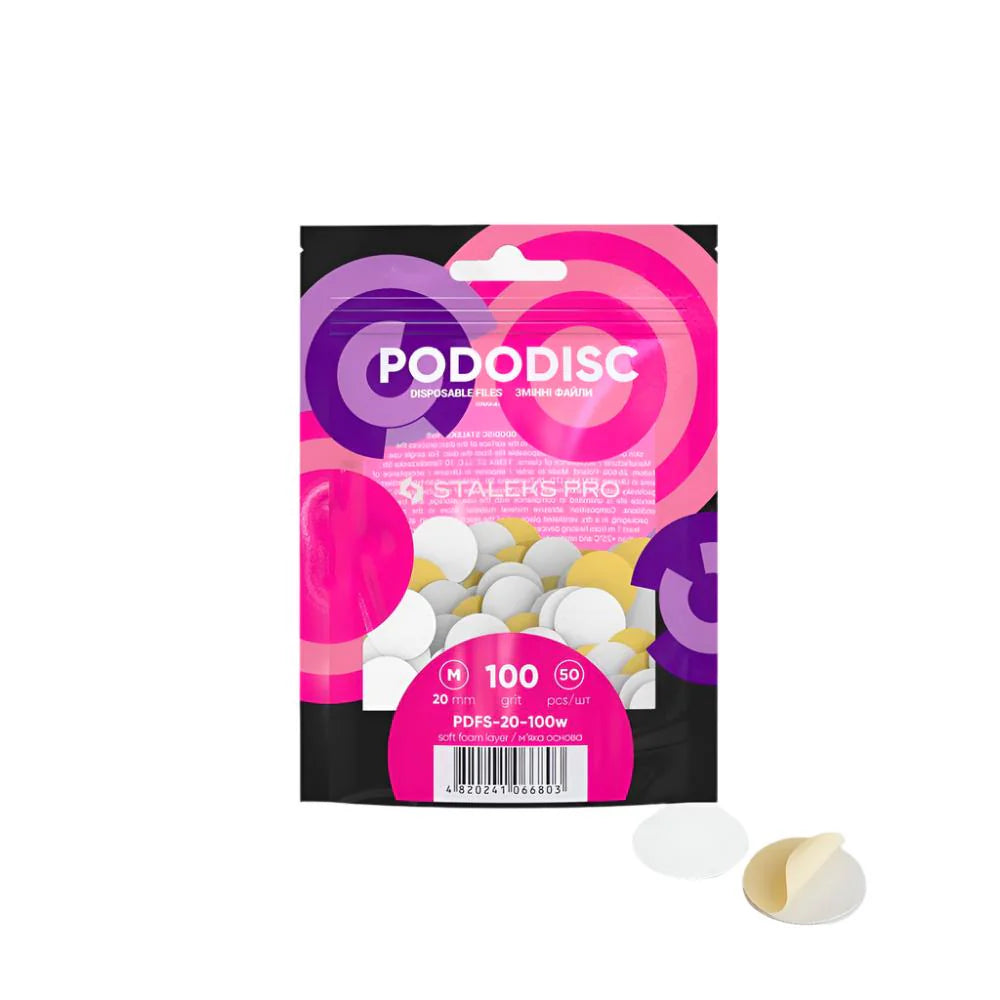 Soft foam disposable files for pedicure disc PODODISC M (20mm) / 50pcs